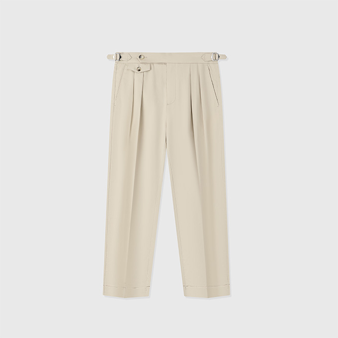 brunello cucinelli batavia cotton pleated straight leg trousers